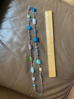 Glass Bead Necklace Over 30 Inches Long