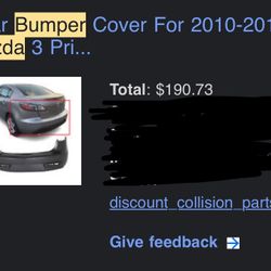 Mazda 3 2010-2011 Rear Bumper Cover Single Exhaust 