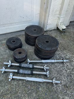 190lbs of Weight Plates and Dumbbell Bars