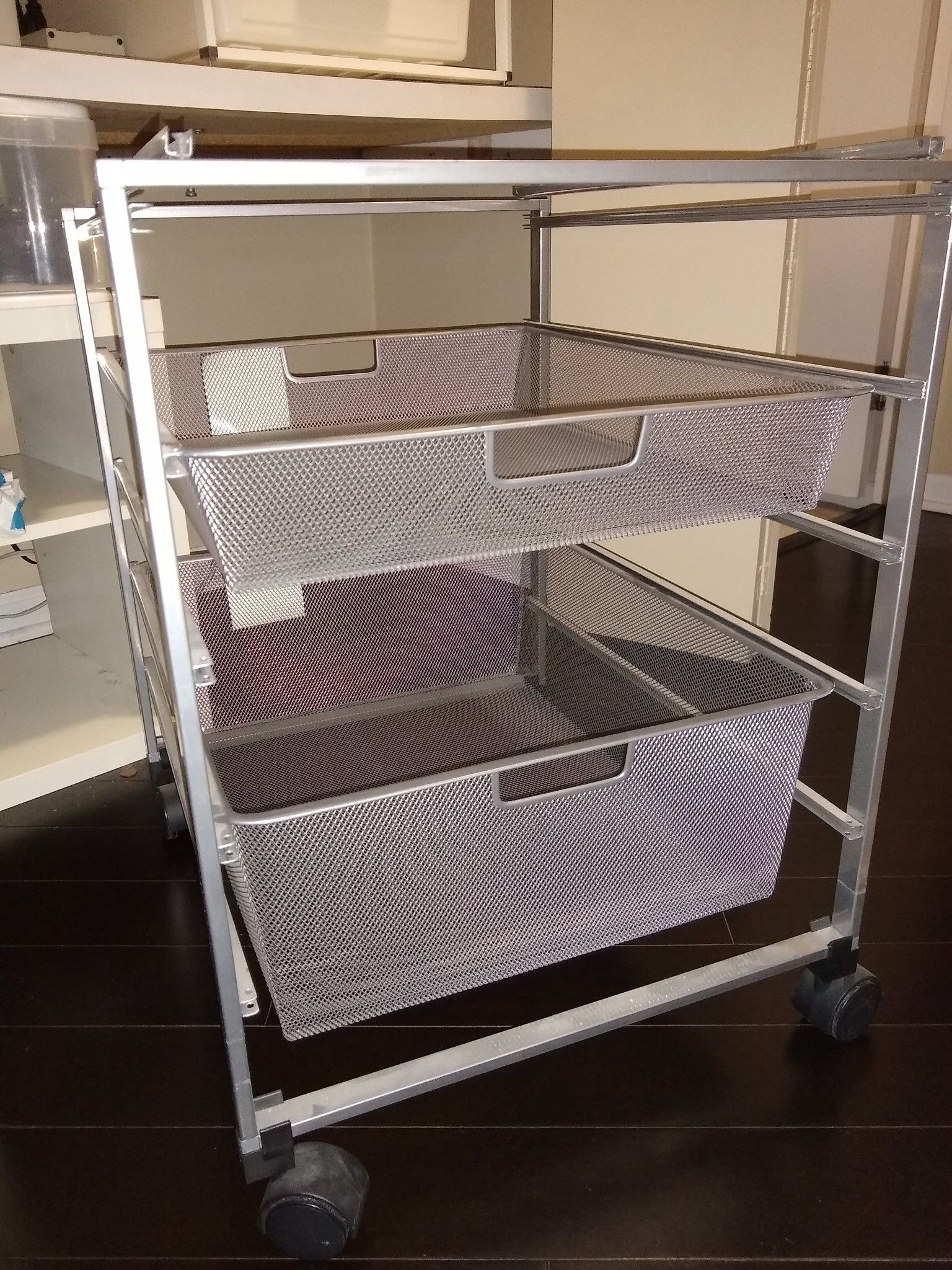 Rolling file cabinet and wire drawers