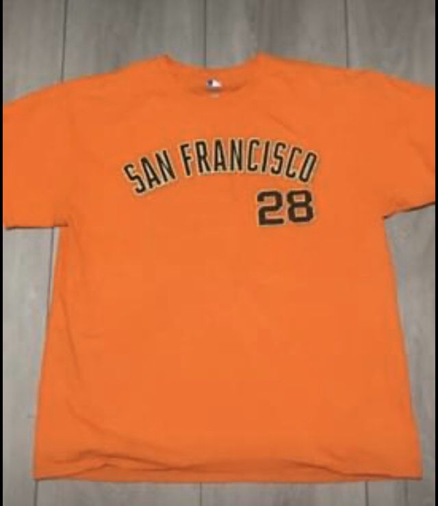 San Francisco Giants # 28 Buster Posey Baseball T-Shirt Size Large