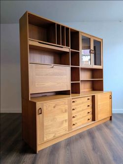 Danish Modern Teak Credenza w/ Hutch by Domino Mobler