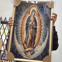 Set Of 12 X Our Lady of Guadalupe Wall Decor Catholic Virgin Mary Wooden Plaque Religious Handmade Wall Art Sculpture Statue for Home Decor Christmas 