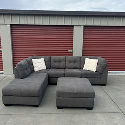 FREE DELIVERY&INSTALLATION Gray Sectional Couch+Ottoman