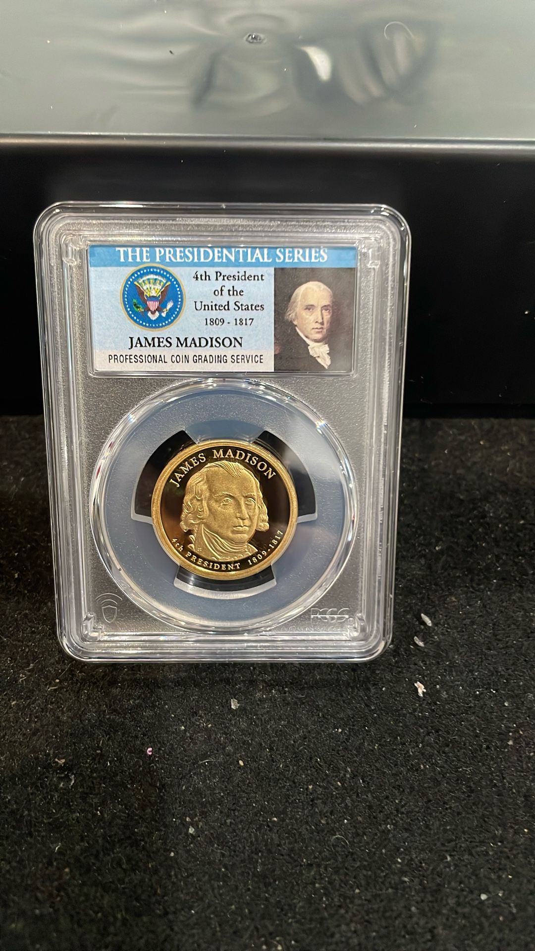 2007 S Gem Proof James Madison Presidential Dollar Graded At PR69 With A Deep Cameo B-16