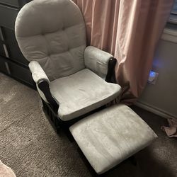 Wooden Rocking Chair with Cushions & Matching Rocking Ottoman – Used