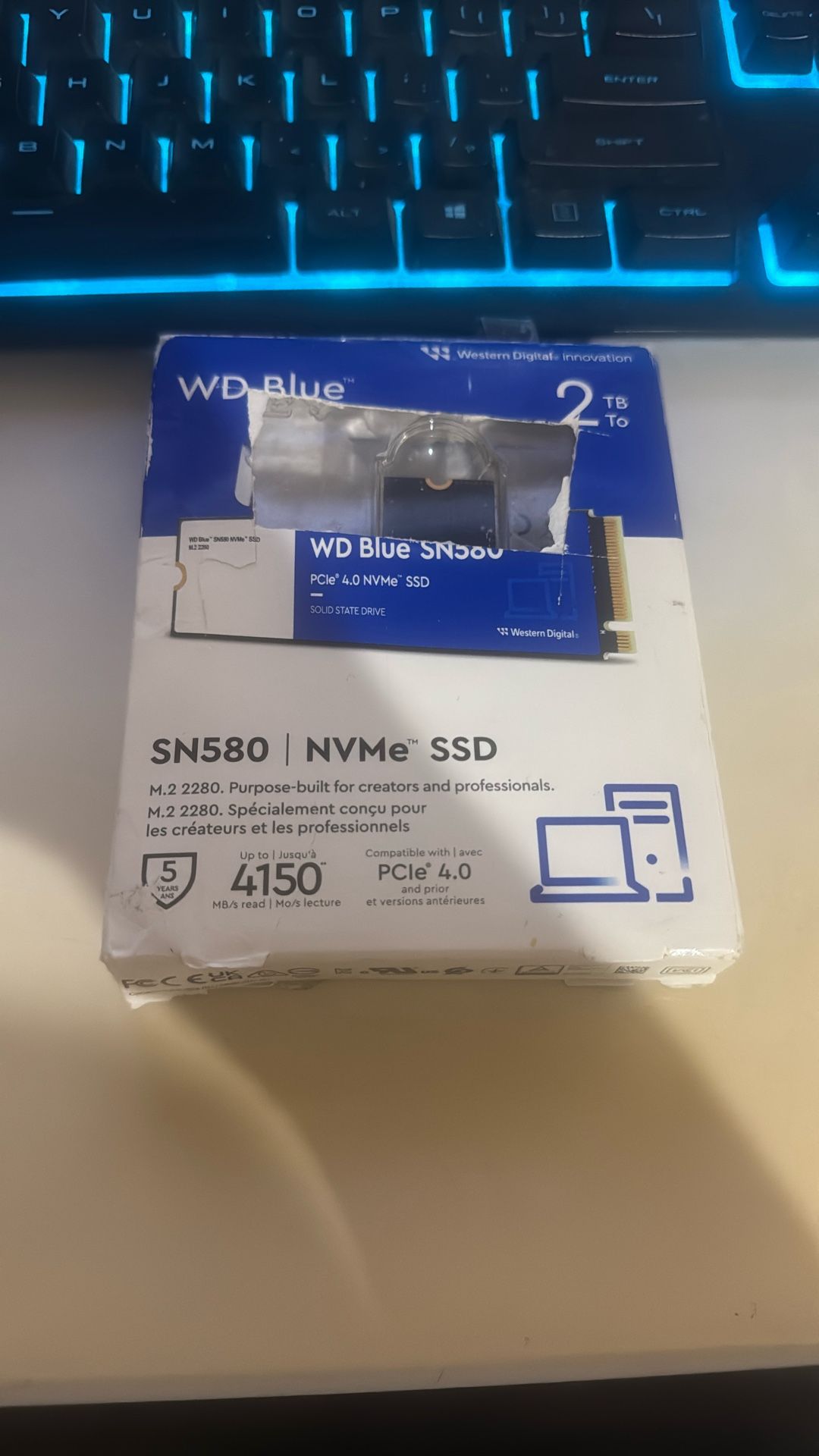 Western Digital 2TB WD Blue SN580 NVMe Internal Solid State Drive SSD - Gen4 x4 PCIe 16Gb/s, M.2 2280, Up to 4,150 MB/s - WDS200T3B0E