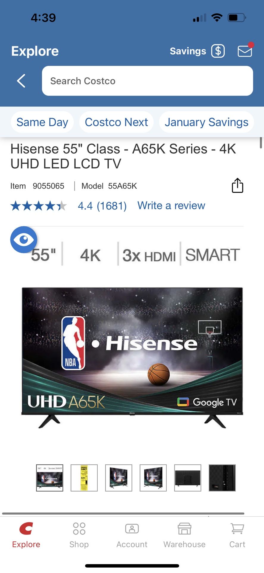 TV - Hisense 55" - SMART 4K UHD LED LCD TV