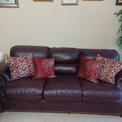 Dark Burgundy Leather Sofa - Price Reduction!