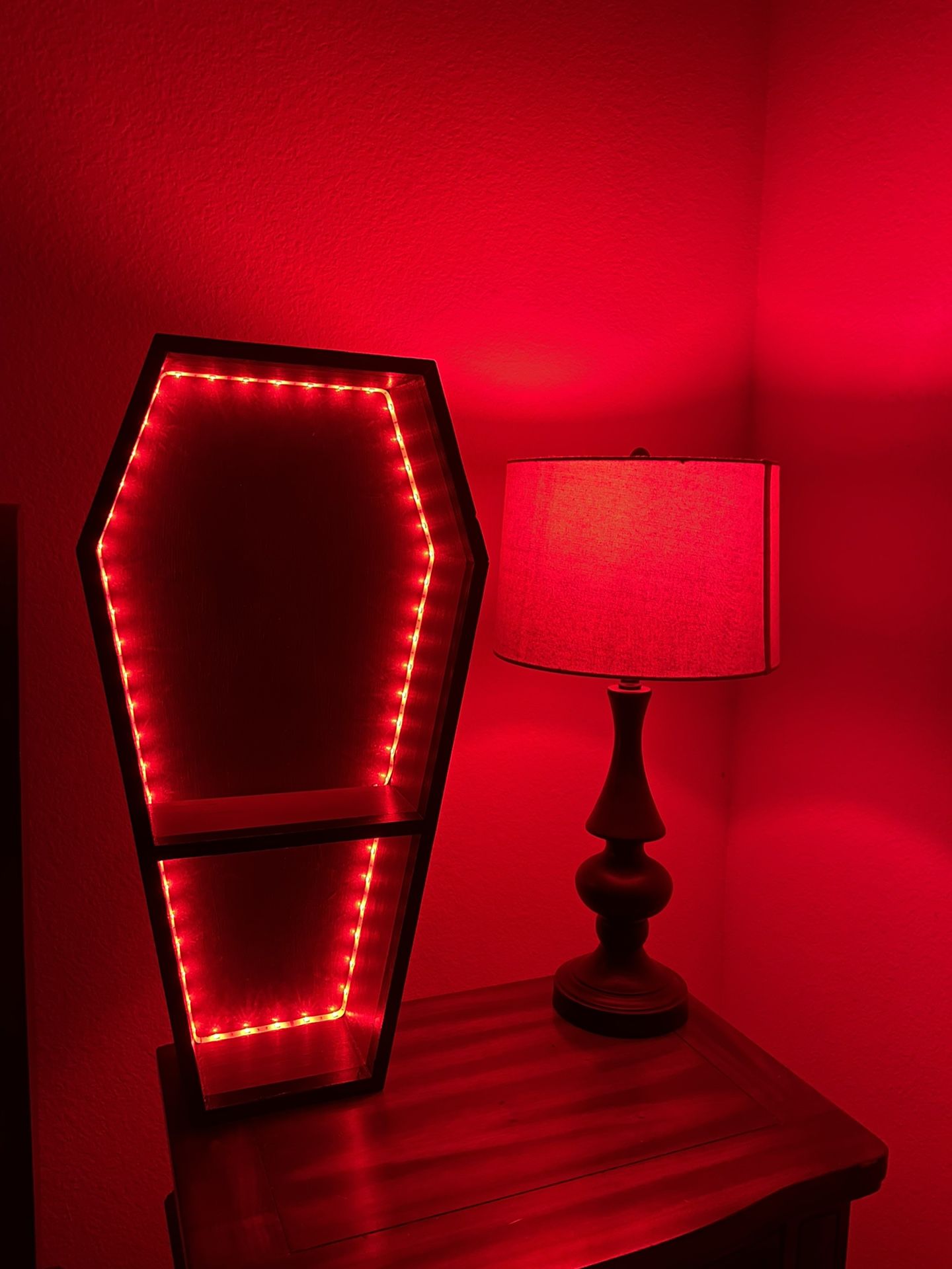 Custom Coffin Shelves. Display Case. Get Ready For Halloween Or Have A Spooky Piece Hanging Year Round.