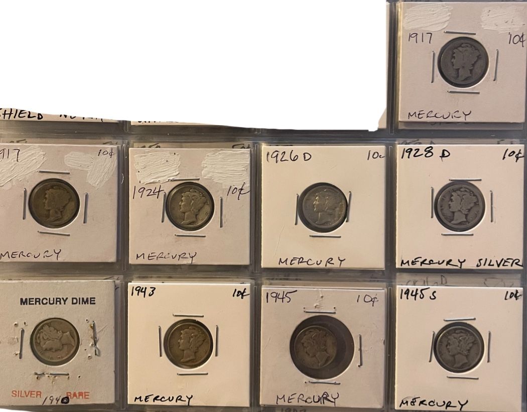 9 Silver Mercury Dimes