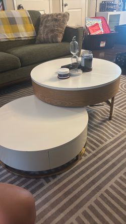 Modern white and wood nest tables