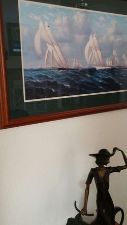 Sailboats framed in wood