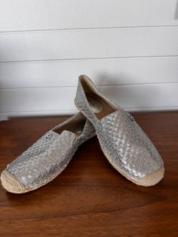Michael Kors Kendrick Silver Glitter Woven Espadrille on Flats 8.5