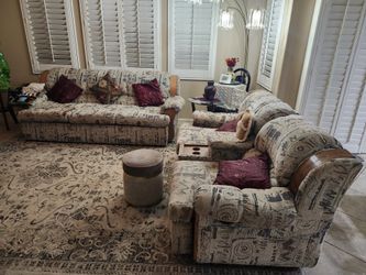 Sofa set with cup holder. Good condition. Fabric sofa.