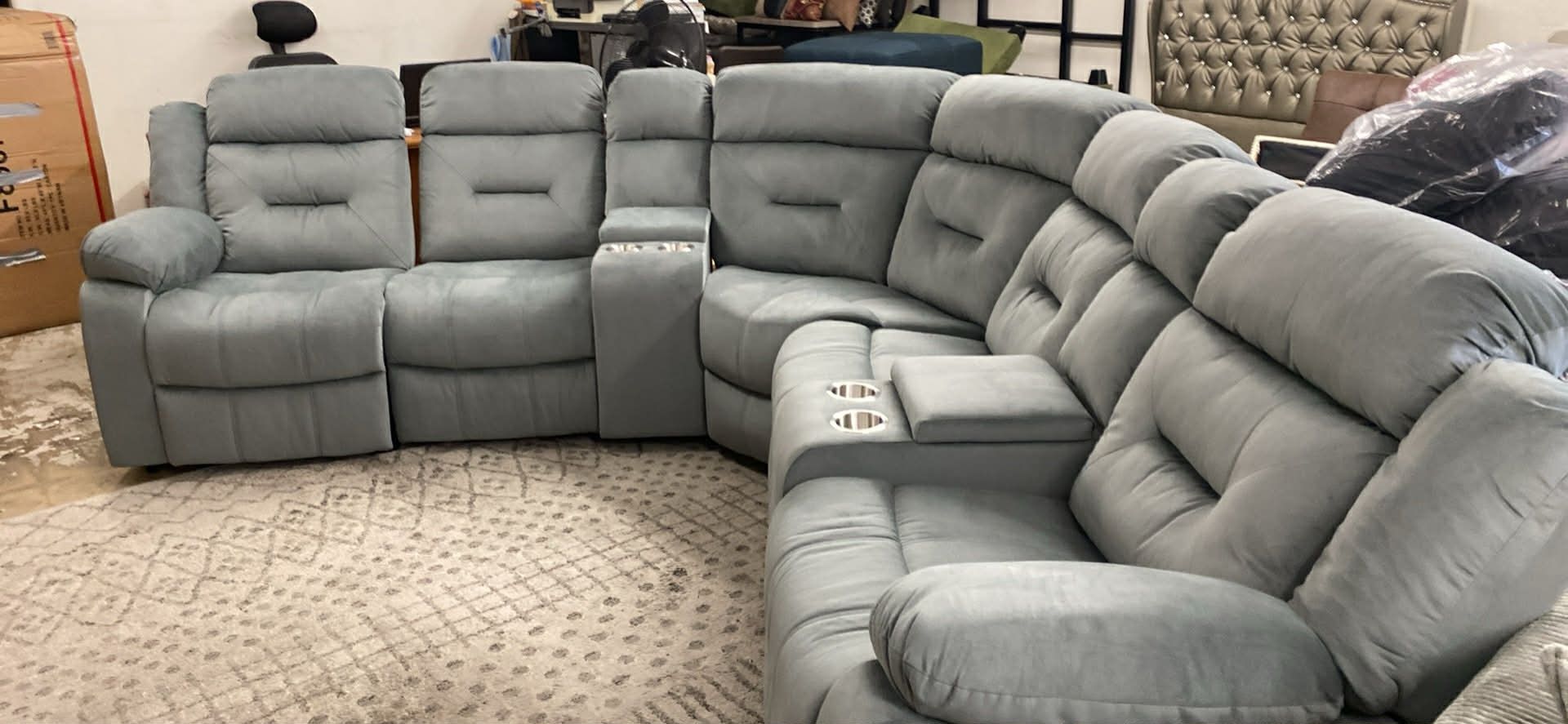 New Fabric Recliner Sectional Couch / Free Delivery 