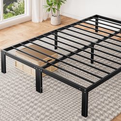 Queen Bed Frame - Metal Platform Bed Frame Queen Size With Storage Space Under Frame, Heavy Duty, 14 Inches