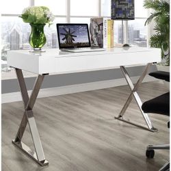 Brand New Modern White Lacquer Desk 