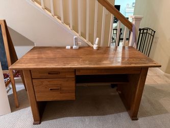 Solid Wood Office Desk with Drawers