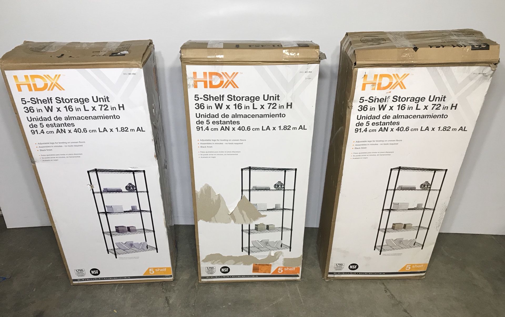 HDX 5-Tier Black Wire Shelving Unit( Lot of 3)