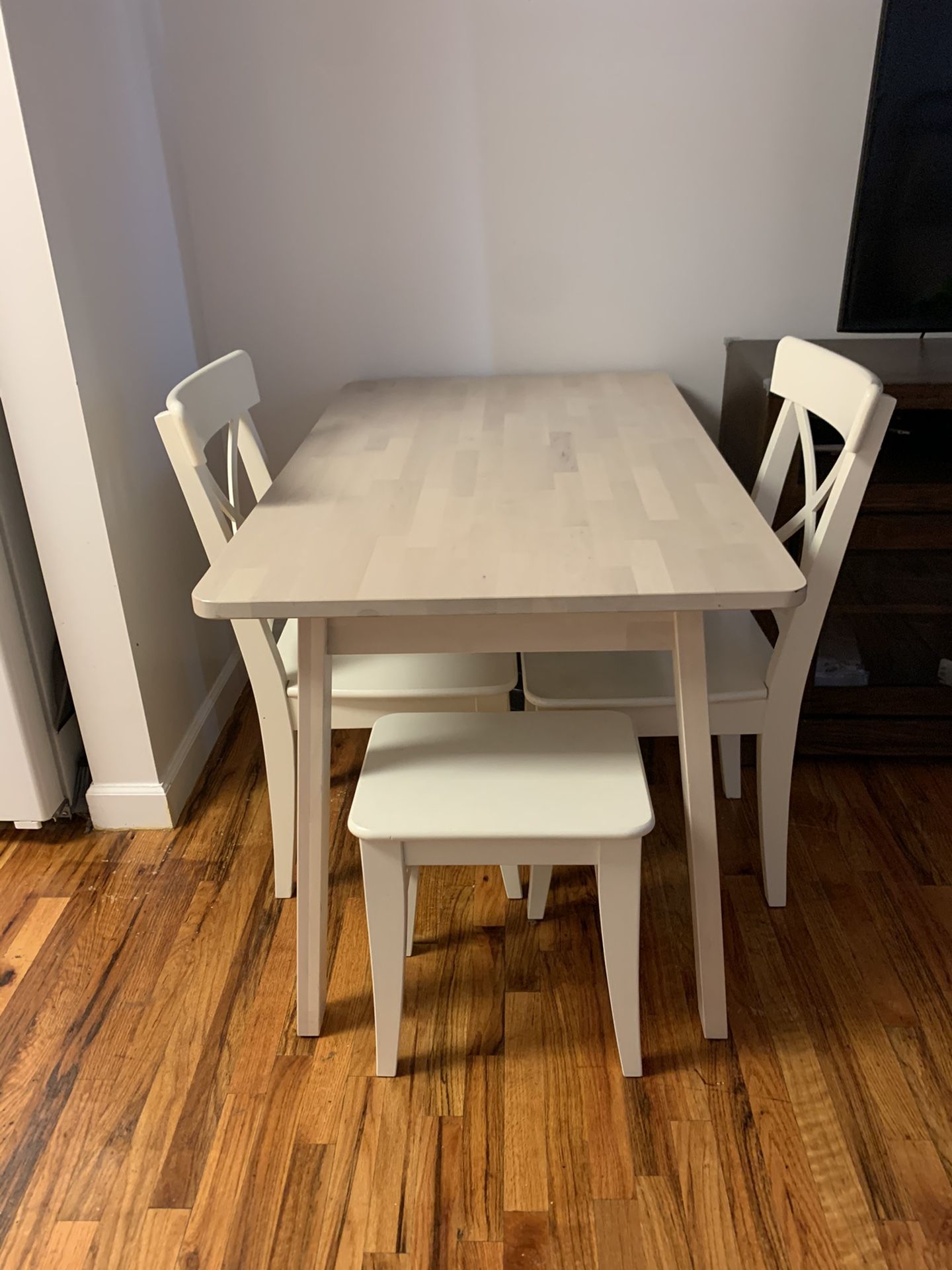 IKEA dining table plus 2 chairs and 2 stools