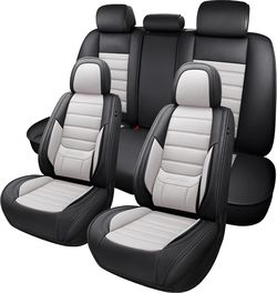Universal Mingbron *Full Set* Car Seat Covers Luxury PU Leather, Black and White