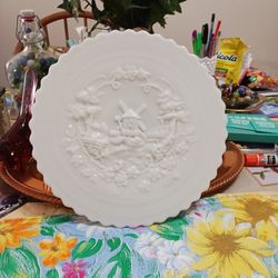 Pressed Glass Milk White Plate