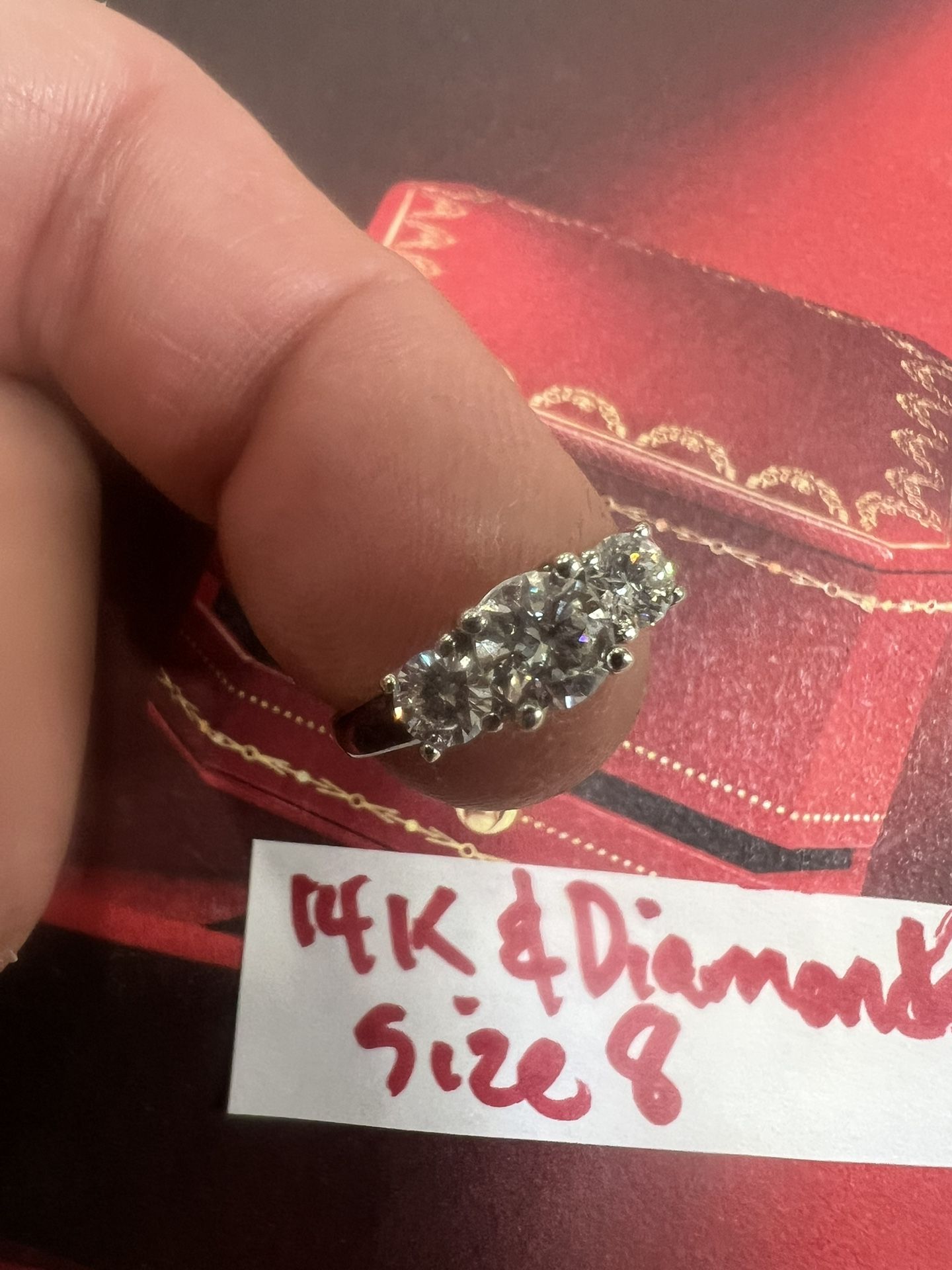 14K Solid White Gold Diamonds π Wedding Ring ( OVER 1.5 Ct In NATURAL DIAMONDS ) Size 8