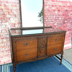 ANTIQUE Dresser BERKEY&GUY Chest Of Drawers With Removable Mirror Solid Wood 