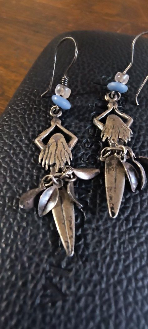 Sterling Silver Hula Girl Earrings