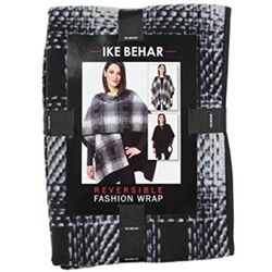 Ike Behar Reversible Fashion Plaid Black and White Wrap One Size NEW