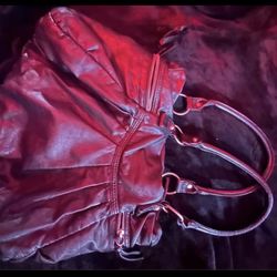 Black leather slouchy handbag