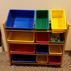 Battat Kid Toy Storage Organizer Plastic Bin System Primary Light