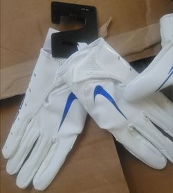 Brand New Nike Vapor Jet Football Gloves White Blue MEN Sizes Small, Medium, XL