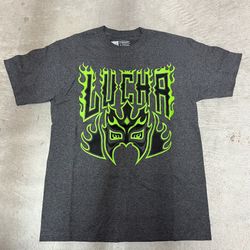 WWE Kalisto T-Shirt Lucha Liberation Mask Logo Charcoal Gray Heather Medium