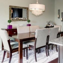 Full Modern Dining Room Table Set (6 Chairs, Table, Buffet)