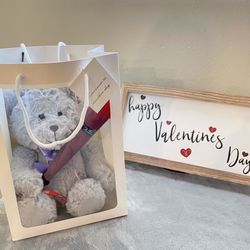 Valentine’s gifts (teddy bear with soap rose)