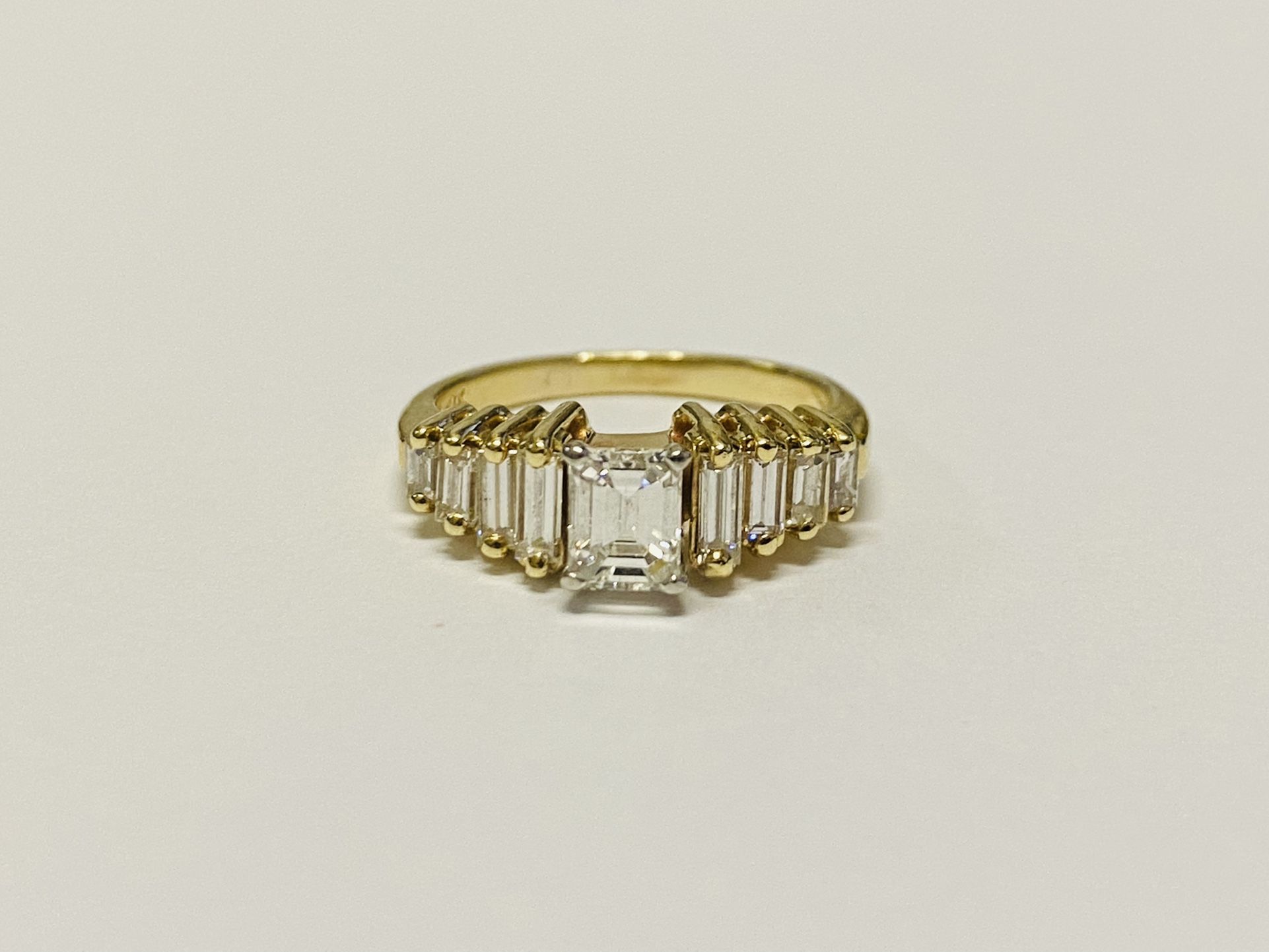 Gorgeous 14K Yellow Gold 1.25 TCW Emerald & Baguette Cut Diamonds Engagement Ring