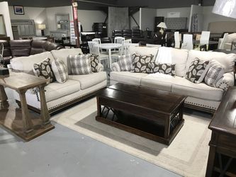 Rustic farmhouse sofa and loveseat