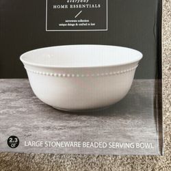 Large Stoneware Beaded Serving Bowl – 2.3 Qt (New) 