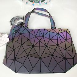 New, Light Sensitive Geometric Holographic, Unique Reflective Shoulder Bag
