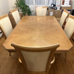 Solid wood table,chairs, top of hutch
