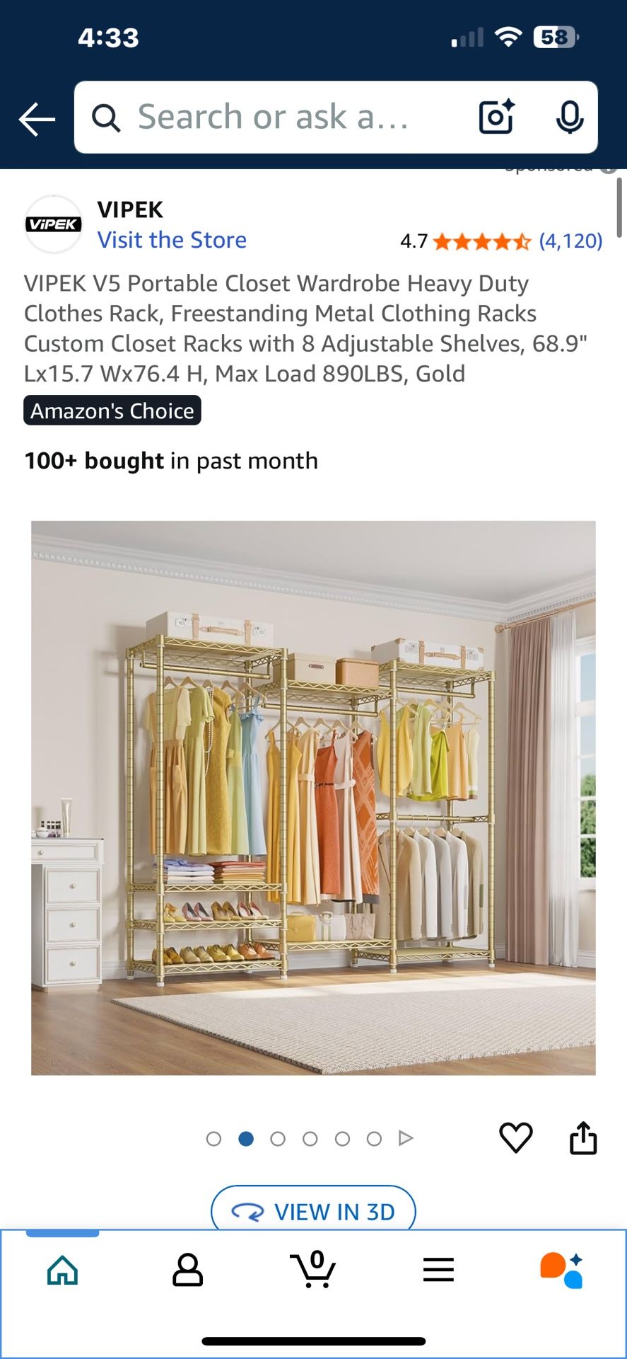 Gold Clothing Rack