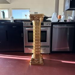 40" Gold Venetian Pedestal Column Stand – Ornate Display Pillar Wedding Event Decor Plant Stand 
