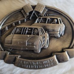 Vintage Belt Buckle.  Race Car