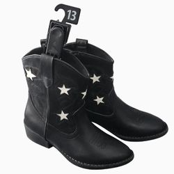 Western Star Unisex Kids Black & White Mid-Calf Cowboy Boots