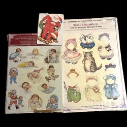 1982 Cut Out Santa Paper Doll Merrimack Costumes Claus Santa Kitty Ornaments Lot