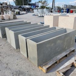 Concrete Large Rectangular Planters / Cement Stone Backyard Patio Garden Planter Pots