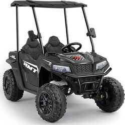 Z264-24V Ride on Toy for Big Kid,Ride on Car 2 Seater w/Sun Shade,Dump Bed & Shovel,4.5MPH,4WD Electric Car for Kids,Battery Car w/Remote,Kids Ride on