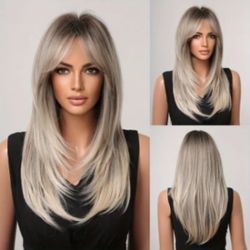 Gradient Grey/ Synthetic Hair Wig 